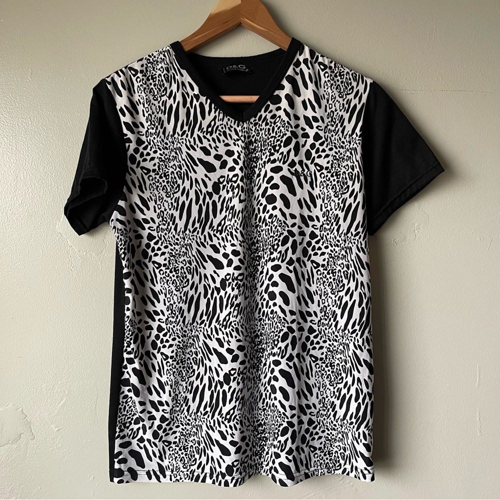 Vintage Dolce & Gabbana Black Leopard Print Women’s Top
